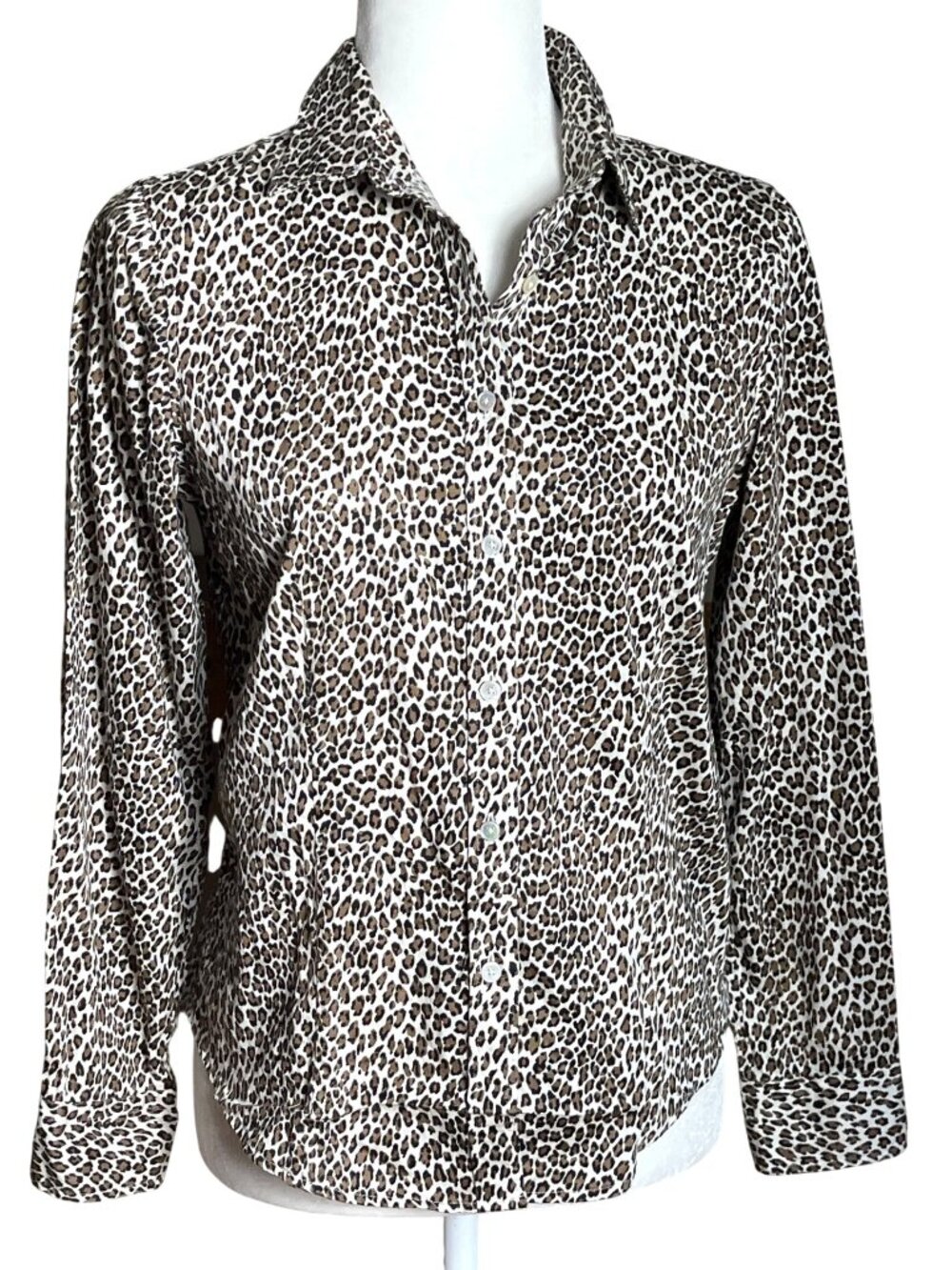 Talbots Leopard Blouse Edgy Capsule Sophisticated Neutral Corporate City Chic 6P